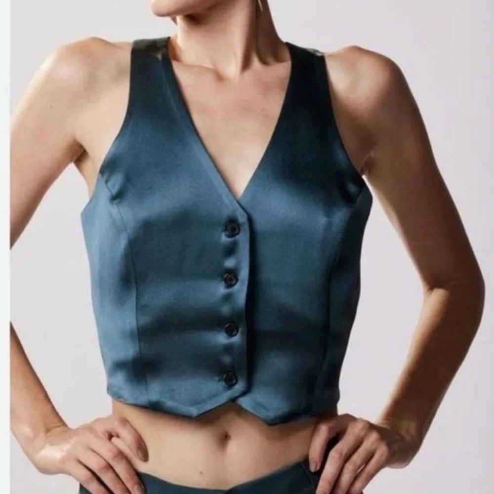 Jason Wu Women's Teal Satin Vest Top